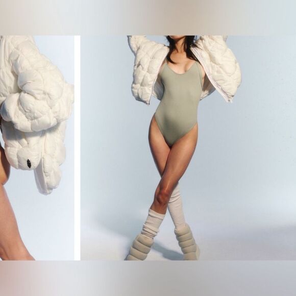 NWT FREE PEOPLE FP Movement Good Karma Bodysuit M/L Smoked Sage Athleisure Yoga - Picture 7 of 12